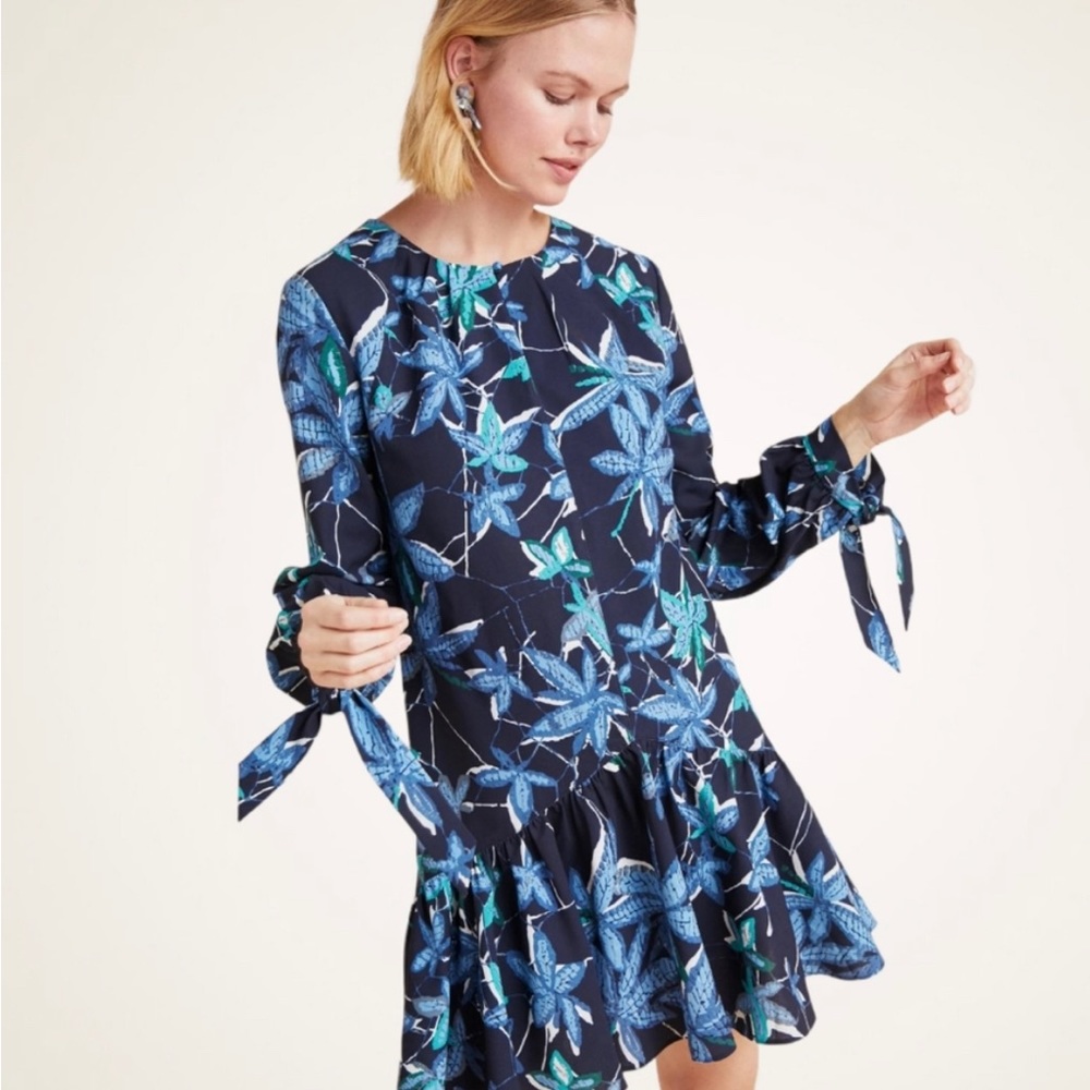Anthropologie Mare Mare Felix Floral Ruffle Tunic Drop Waist Dress